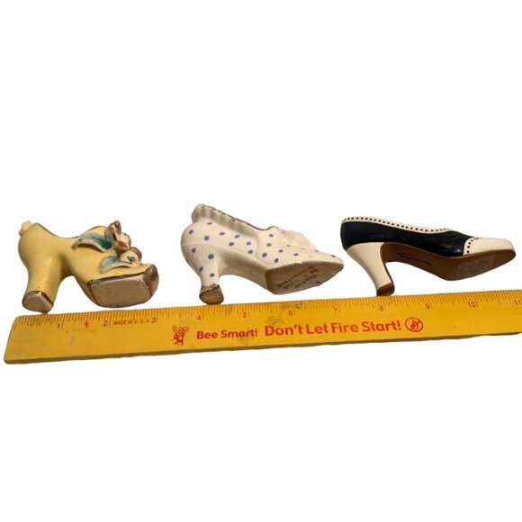 Miniature Shoe Figurines w/Floral Polka Dot Designs High Heel Collectibles - Picture 11 of 12